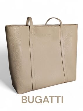 Bugatti Cream Pebbled Leather Tote Bag